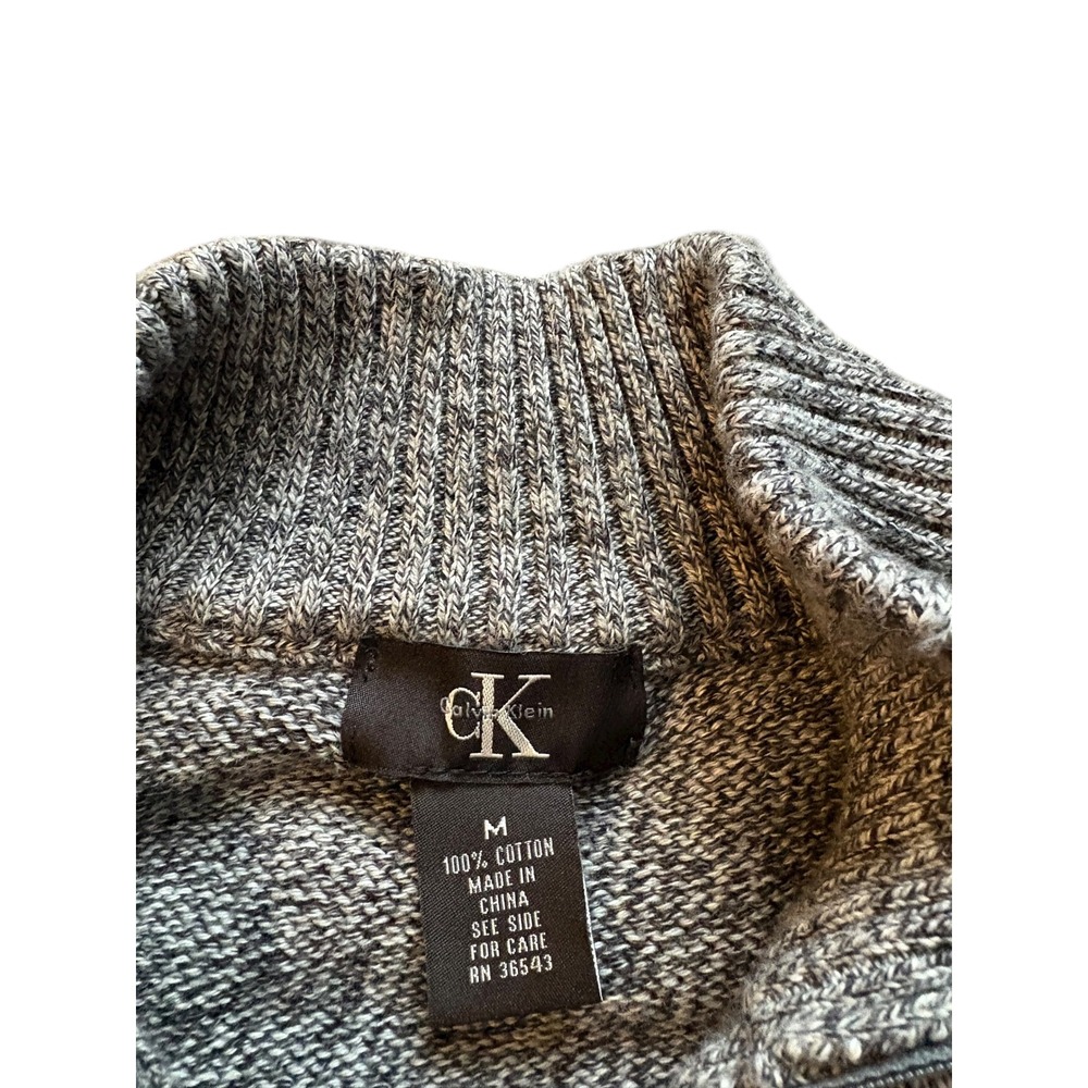 Calvin‎ Klein Men's Gray 100% Cotton Half Zip Mock Neck Sweater Size Medium - Picture 4 of 8